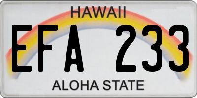 HI license plate EFA233