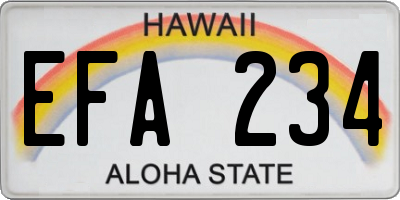 HI license plate EFA234
