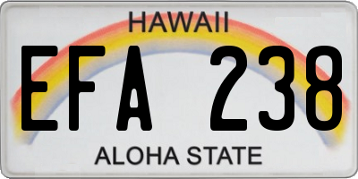 HI license plate EFA238