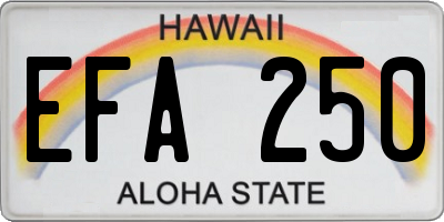 HI license plate EFA250