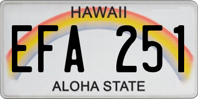 HI license plate EFA251