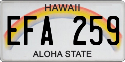 HI license plate EFA259