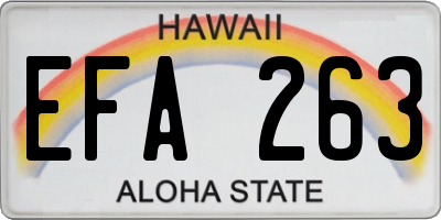 HI license plate EFA263