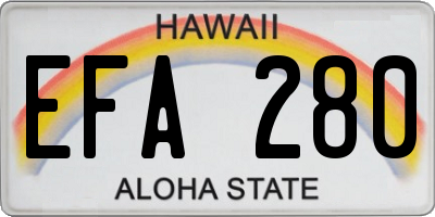 HI license plate EFA280