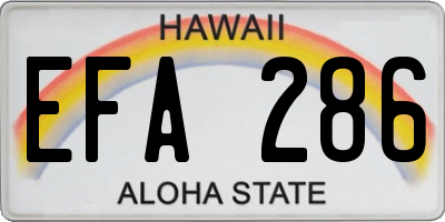 HI license plate EFA286