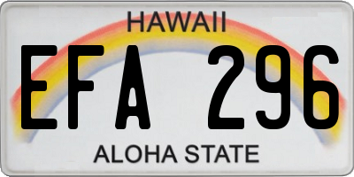 HI license plate EFA296