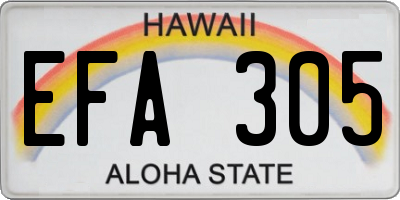 HI license plate EFA305