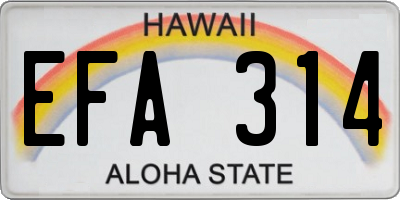 HI license plate EFA314
