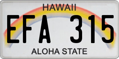 HI license plate EFA315