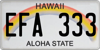 HI license plate EFA333