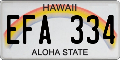 HI license plate EFA334