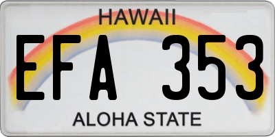 HI license plate EFA353