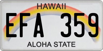 HI license plate EFA359