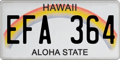 HI license plate EFA364