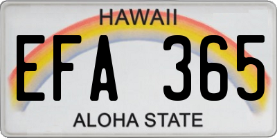 HI license plate EFA365