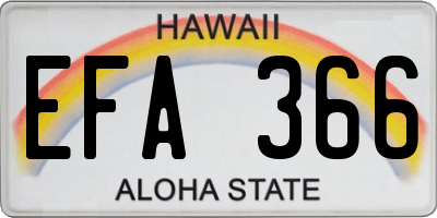 HI license plate EFA366