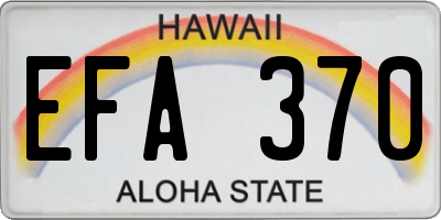 HI license plate EFA370