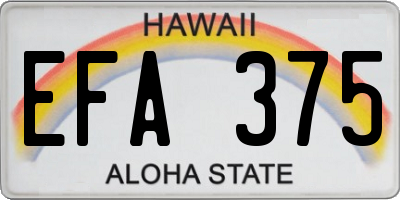 HI license plate EFA375
