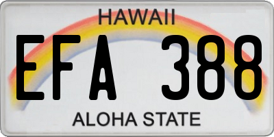 HI license plate EFA388