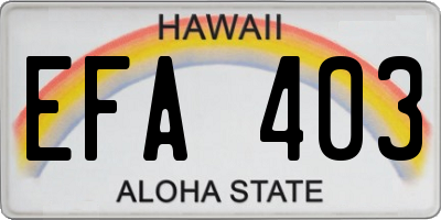 HI license plate EFA403
