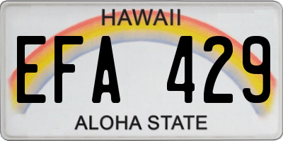 HI license plate EFA429