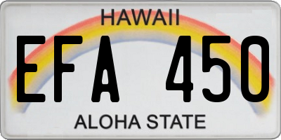HI license plate EFA450
