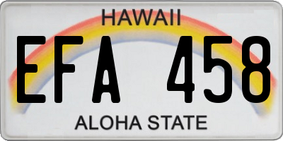 HI license plate EFA458