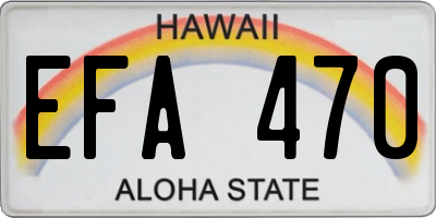 HI license plate EFA470