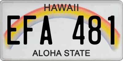 HI license plate EFA481