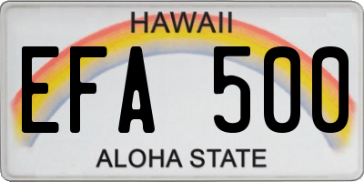 HI license plate EFA500