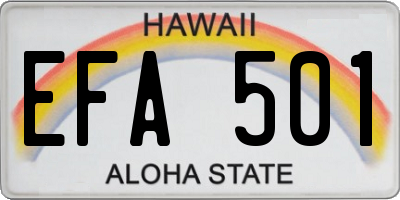 HI license plate EFA501