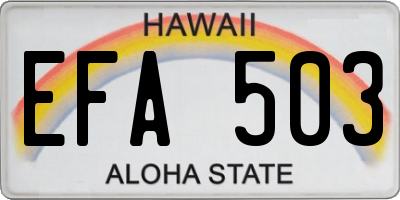 HI license plate EFA503