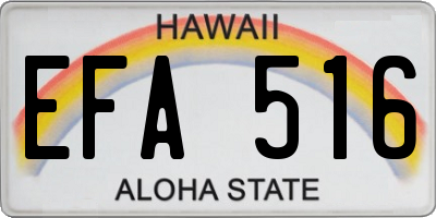 HI license plate EFA516