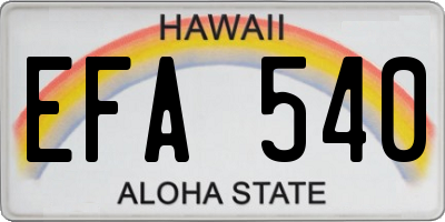HI license plate EFA540
