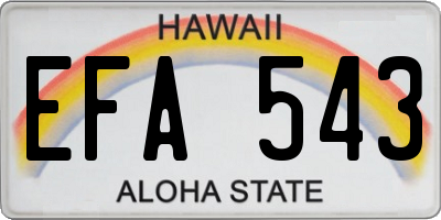 HI license plate EFA543
