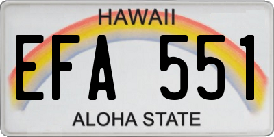 HI license plate EFA551