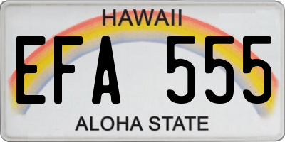HI license plate EFA555