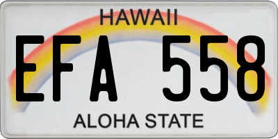 HI license plate EFA558