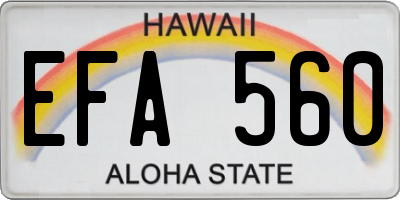 HI license plate EFA560