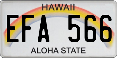 HI license plate EFA566