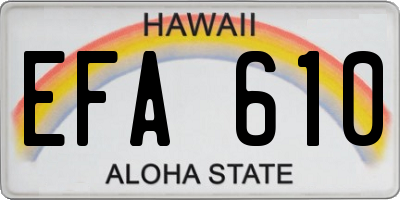 HI license plate EFA610