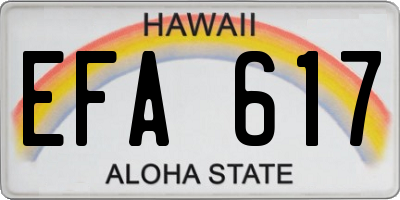 HI license plate EFA617