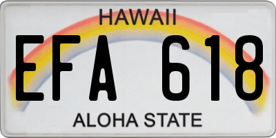 HI license plate EFA618