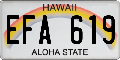 HI license plate EFA619