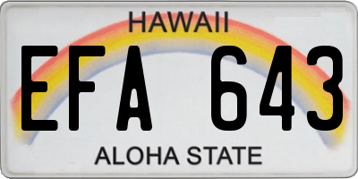 HI license plate EFA643