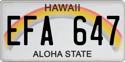 HI license plate EFA647