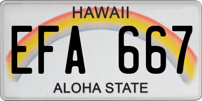 HI license plate EFA667