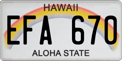 HI license plate EFA670