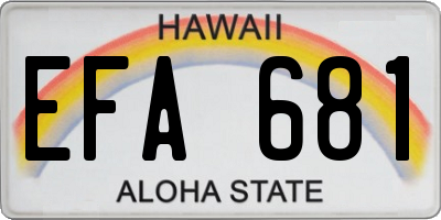 HI license plate EFA681