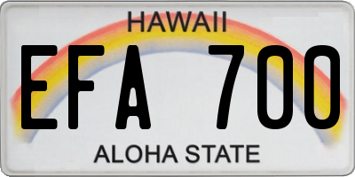 HI license plate EFA700